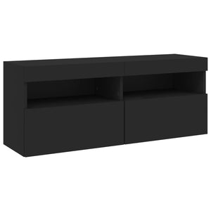 Set Mobili TV a Muro 7 pz con Luci LED Nero 3216772