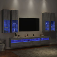 Set Mobili TV a Muro 7 pz con Luci LED Grigio Sonoma 3216776