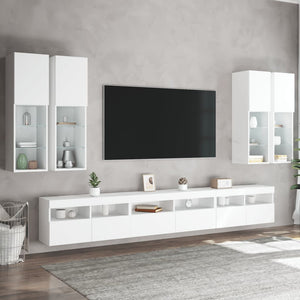 Set Mobili TV a Muro 7 pz con Luci LED Bianco 3216778