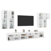 Set Mobili TV a Muro 7 pz con Luci LED Bianco 3216778