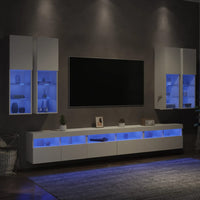 Set Mobili TV a Muro 7 pz con Luci LED Bianco 3216778