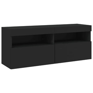 Set Mobili TV a Muro 7 pz con Luci LED Nero 3216779