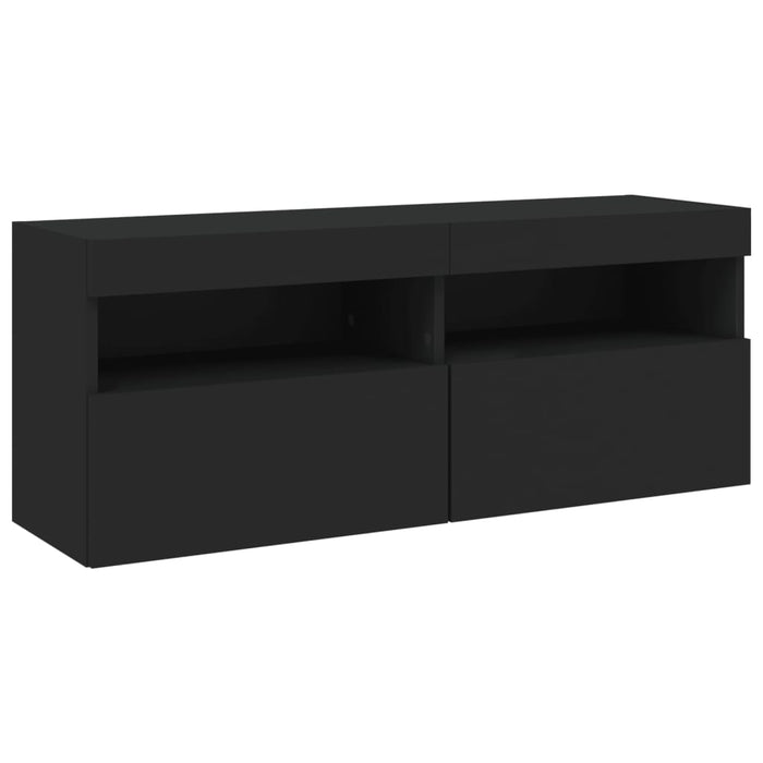 Set Mobili TV a Muro 7 pz con Luci LED Nero 3216779