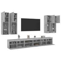 Set Mobili TV a Muro 7 pz con Luci LED Grigio Cemento 3216781