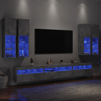 Set Mobili TV a Muro 7 pz con Luci LED Grigio Cemento 3216781