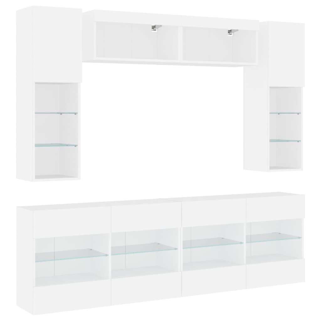 Set Mobili TV a Muro 6 pz con Luci LED Bianco 3216797