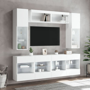 Set Mobili TV a Muro 6 pz con Luci LED Bianco 3216797