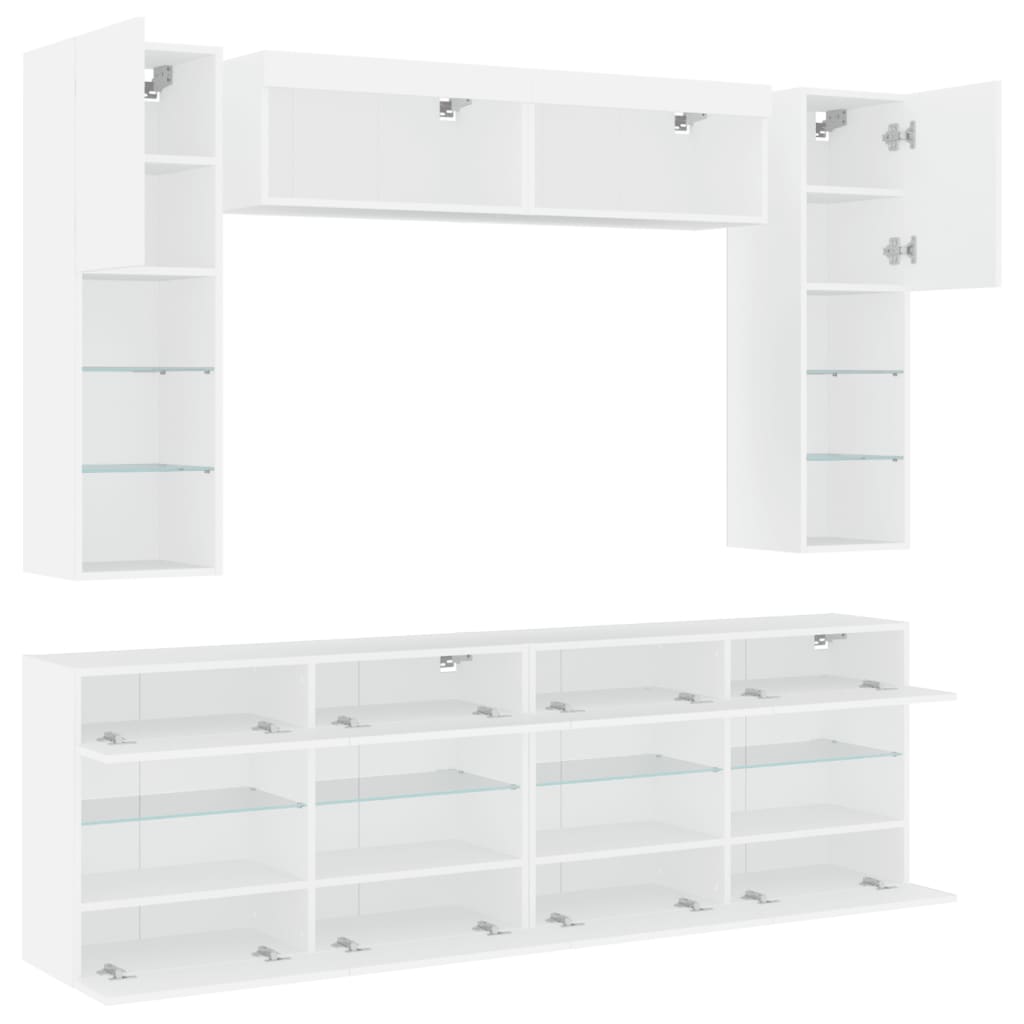 Set Mobili TV a Muro 6 pz con Luci LED Bianco 3216797