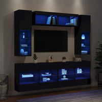 Set Mobili TV a Muro 6 pz con Luci LED Nero 3216798