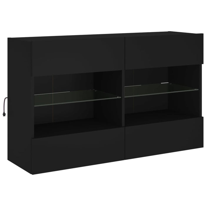 Set Mobili TV a Muro 6 pz con Luci LED Nero 3216798