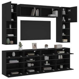 Set Mobili TV a Muro 6 pz con Luci LED Nero 3216798