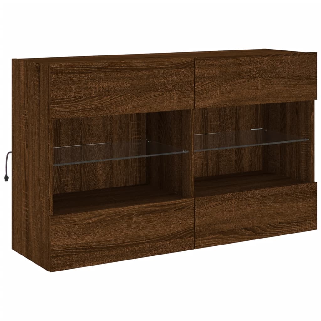 Set Mobili TV a Muro 6 pz con Luci LED Rovere Marrone 3216803