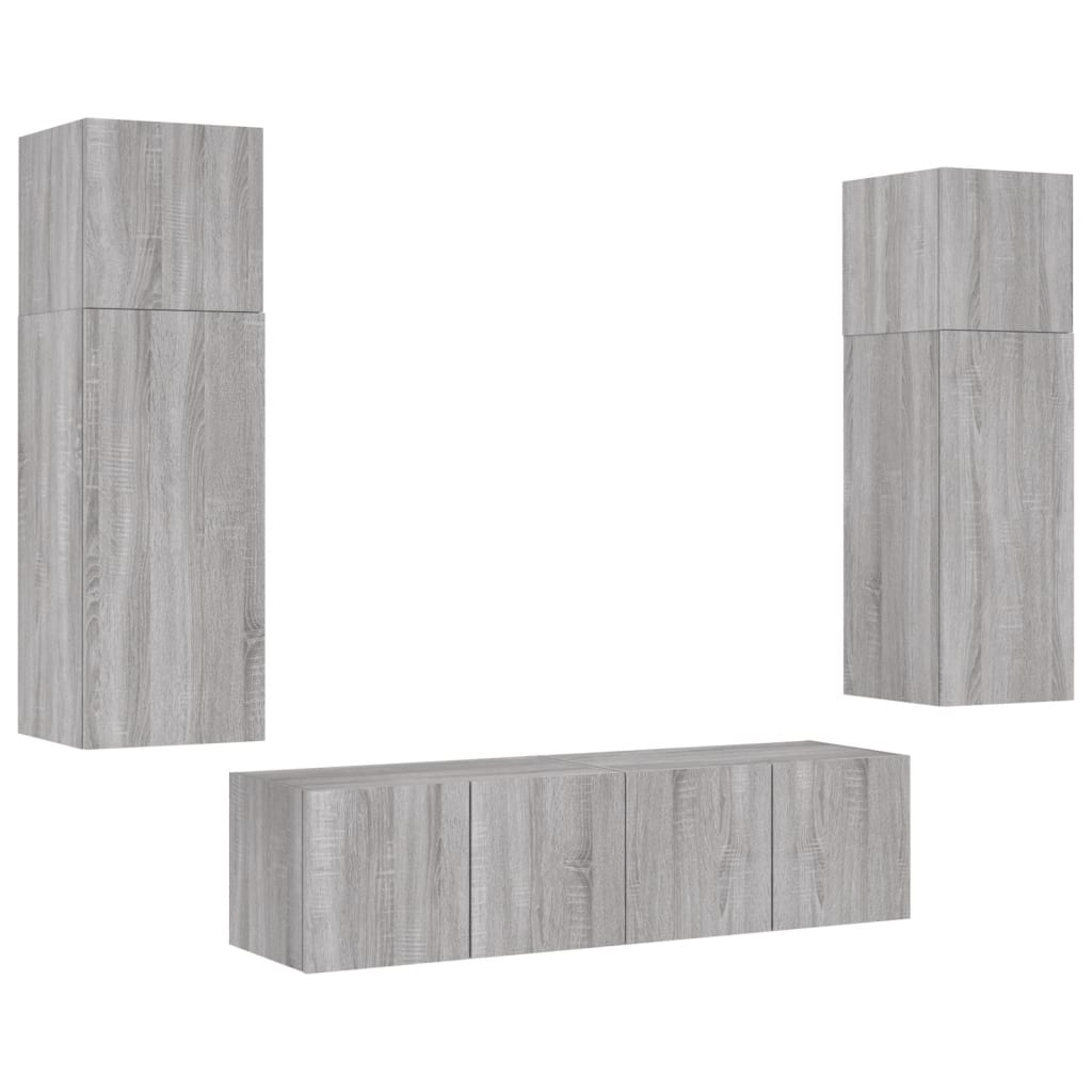 Mobili TV a Muro con LED 6pz Grigio Sonoma Legno Multistrato 3216837