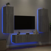 Mobili TV a Muro con LED 6pz Grigio Sonoma Legno Multistrato 3216837