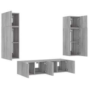 Mobili TV a Muro con LED 6pz Grigio Sonoma Legno Multistrato 3216837