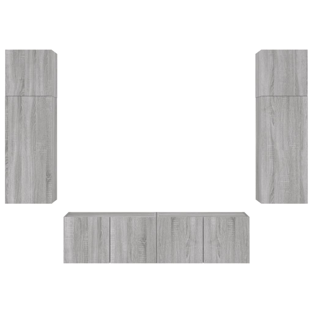 Mobili TV a Muro con LED 6pz Grigio Sonoma Legno Multistrato 3216837