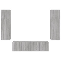 Mobili TV a Muro con LED 6pz Grigio Sonoma Legno Multistrato 3216837