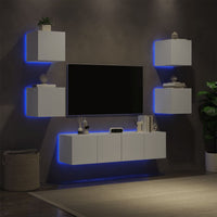 Mobili TV a Muro con LED 6pz Bianchi in Legno Multistrato 3216853