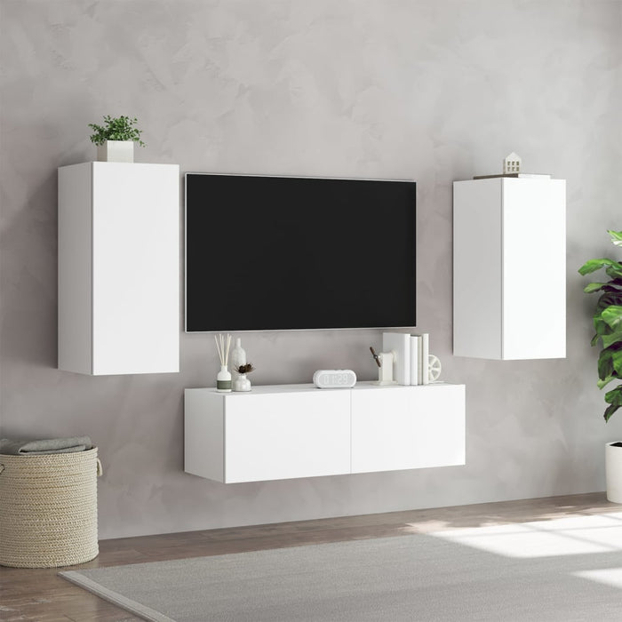 Mobili TV a Muro 3pz con Luci LED Bianchi 3216867