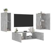 Mobili TV a Muro 3pz con Luci LED Grigio Cementocod mxl 86333