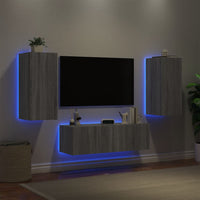 Mobili TV a Muro 3pz con Luci LED Grigio Sonoma 3216872