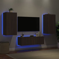 Mobili TV a Muro 3pz con Luci LED Rovere Marrone 3216880