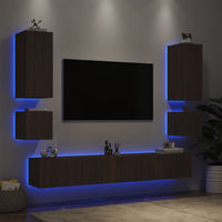 Mobili TV a Muro 6pz con Luci LED Rovere Marrone 3216894