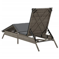 Lettino Prendisole con Cuscino Grigio in Polyrattan 4002703