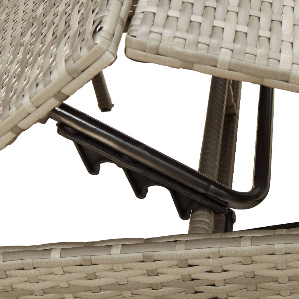 Lettino Prendisole con Cuscino Grigio in Polyrattan 4002703