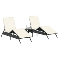 Lettini Prendisole 2 pz con Tavolino Nero in Polyrattan 4002710