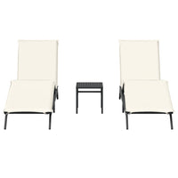 Lettini Prendisole 2 pz con Tavolino Nero in Polyrattan 4002710