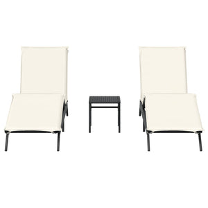 Lettini Prendisole 2 pz con Tavolino Nero in Polyrattan 4002710