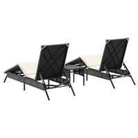 Lettini Prendisole 2 pz con Tavolino Nero in Polyrattan 4002710