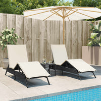 Lettini Prendisole 2 pz con Tavolino Nero in Polyrattan 4002710