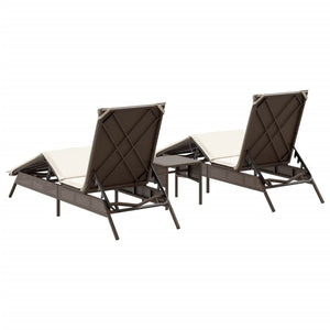 Lettini Prendisole 2 pz con Tavolino Marrone in Polyrattan 4002711