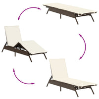 Lettini Prendisole 2 pz con Tavolino Marrone in Polyrattan 4002711