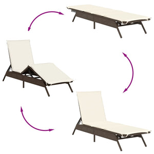 Lettini Prendisole 2 pz con Tavolino Marrone in Polyrattan 4002711