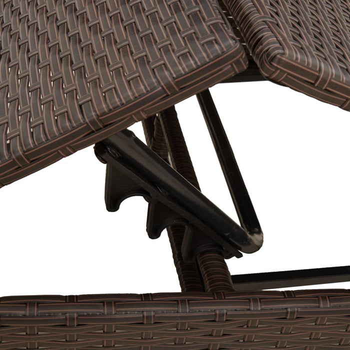 Lettini Prendisole 2 pz con Tavolino Marrone in Polyrattan 4002711