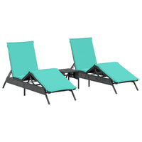 Lettini Prendisole 2 pz con Tavolino Nero in Polyrattan 4002718