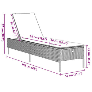 Lettino Prendisole con Cuscino Grigio in Polyrattan 4002721