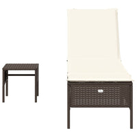 Lettino Prendisole con Tavolo e Cuscino Marrone in Polyrattan 4002729