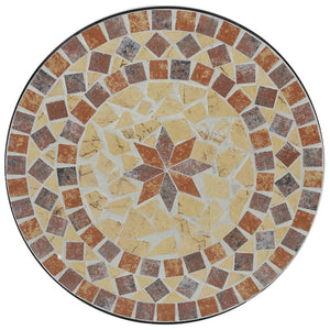 Tavolino Bistrot con Mosaico Terracotta e Bianco Ceramica 4003402