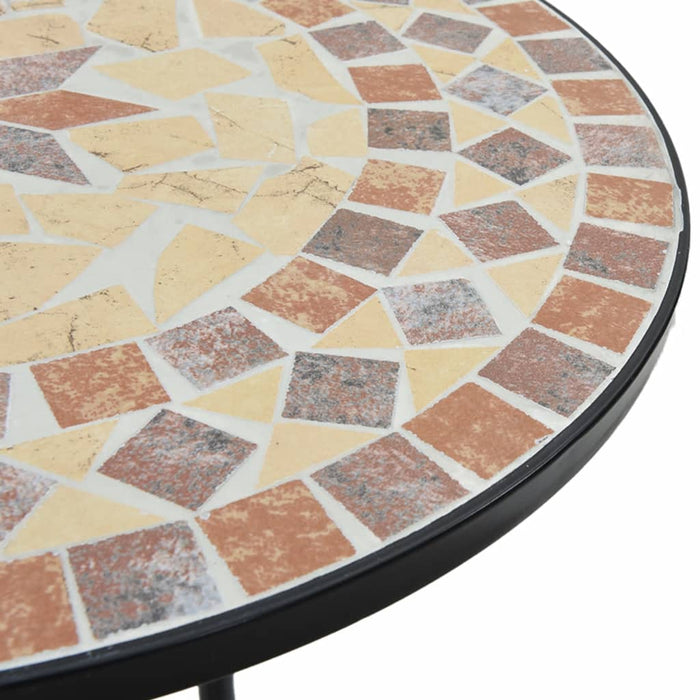 Tavolino Bistrot con Mosaico Terracotta e Bianco Ceramica 4003402