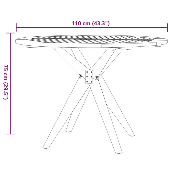 Tavolo da Giardino Rotondo Ø110x75cm in Legno Massello Acacia 367835