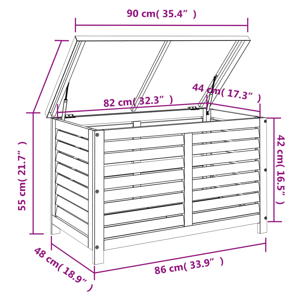 Contenitore da Giardino 90x48x55 cm in Legno Massello di Acacia 367839