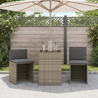 Set da Bistrò 3 pz con Cuscini Grigio in Polyrattan 4003871