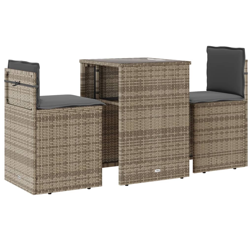 Set da Bistrò 3 pz con Cuscini Beige in Polyrattan 4003872