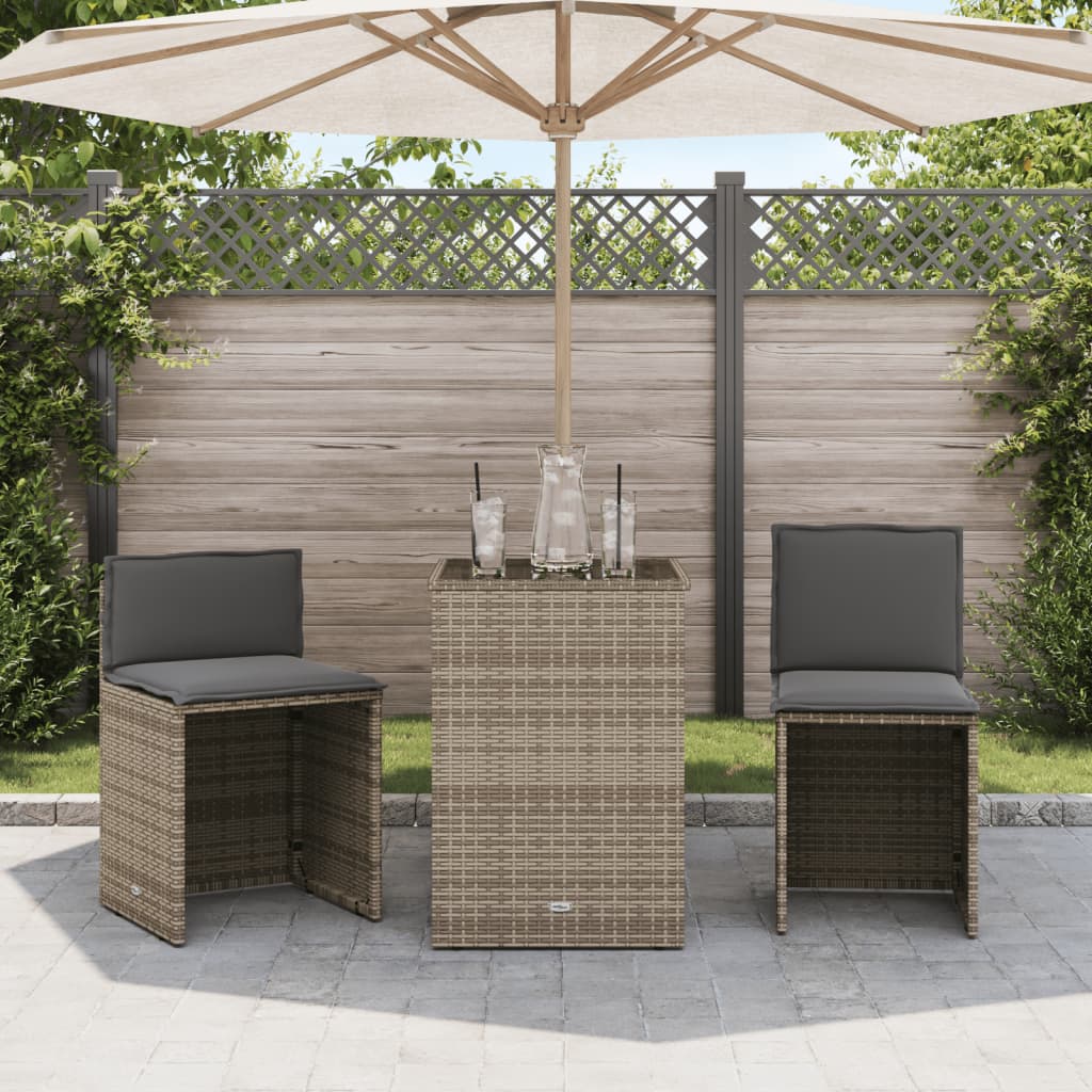 Set da Bistrò 3 pz con Cuscini Beige in Polyrattan 4003872