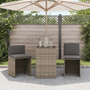 Set da Bistrò 3 pz con Cuscini Beige in Polyrattan 4003872