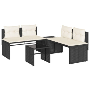 Set Divani da Giardino 4 pz con Cuscini Nero in Polyrattan 4003878